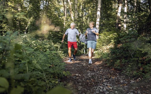 Herbsturlaub in Bad Gleichenberg - mann und frau laufen hand in hand waehrend ihrem herbsturlaub in bad gleichenberg durch den wald