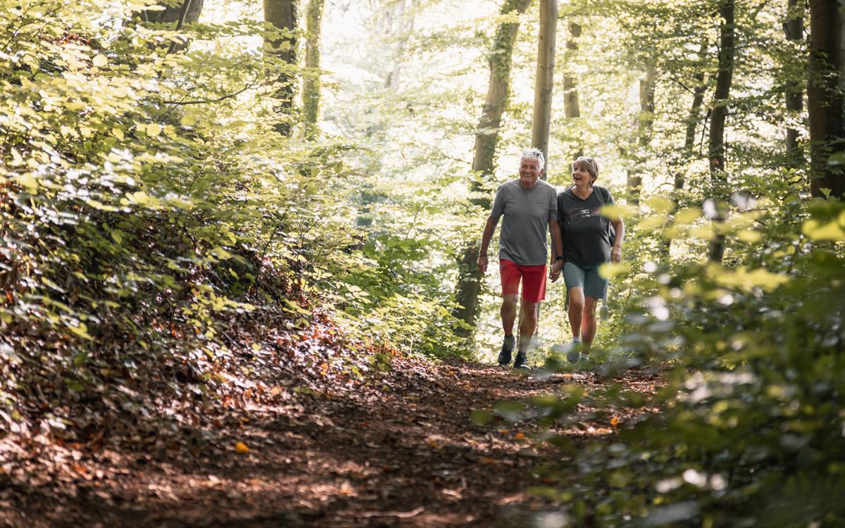 Herbsturlaub in Bad Gleichenberg - Mann und Frau gehen Hand in Hand durch den Wald
